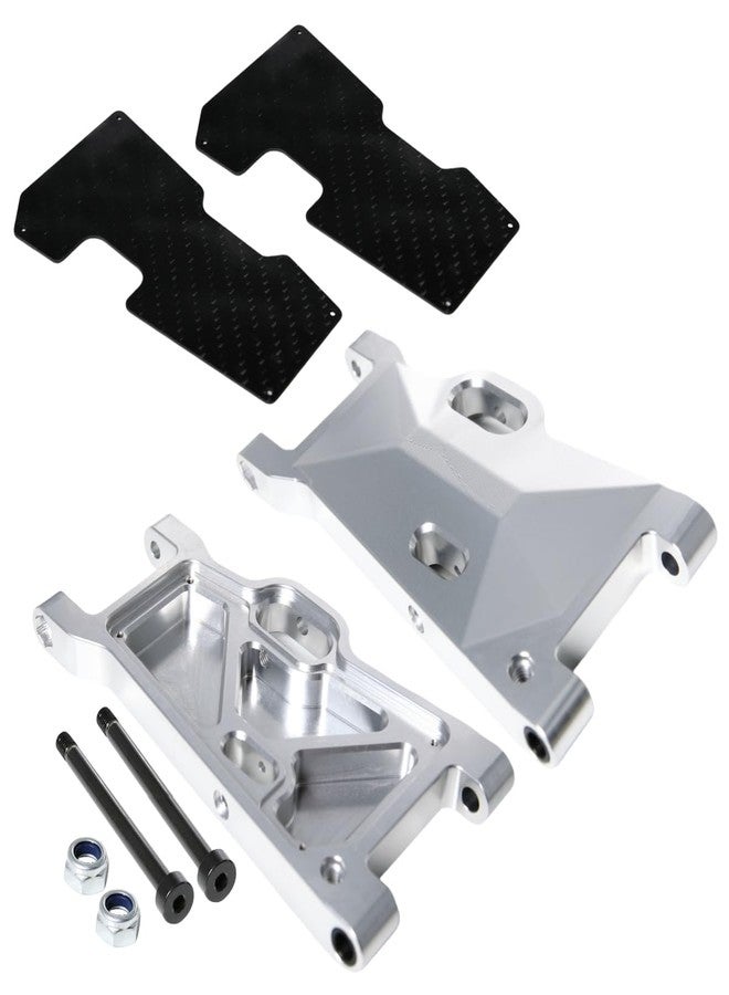 GTBRacing CNC Aluminum Alloy Front Rear Universal Suspension Arms Set for 1/5 RC Car LOSI Desert Buggy XL DBXL DBXL-E V1.0/2.0 Upgrade Part (with Carbon Fiber Plate Silver) - Image 2
